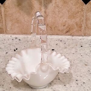 Fenton Silver Crest Ruffled Candy Dish Basket